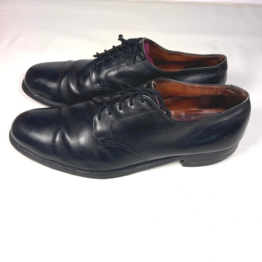 Stetson Old Masters Derby Shoes Mens 13 B Black Leather Plain Toe Vtg Heritage - Picture 3 of 16